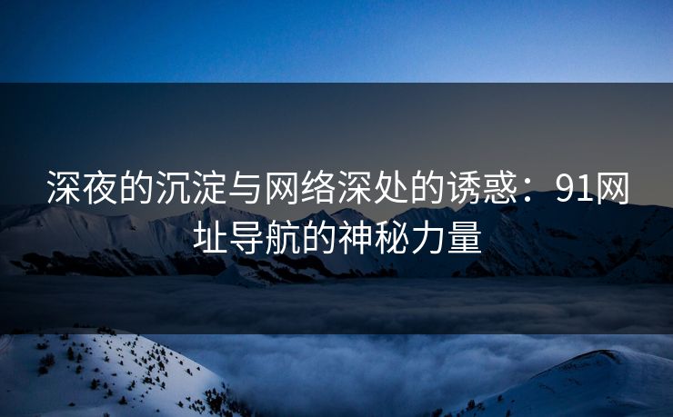 深夜的沉淀与网络深处的诱惑：91网址导航的神秘力量
