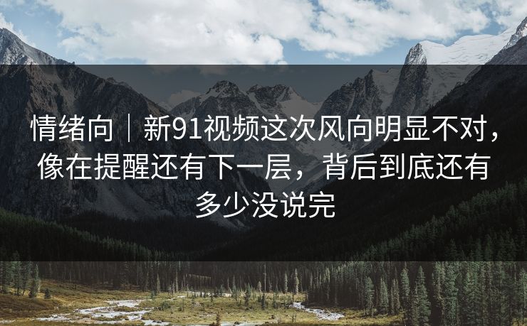 情绪向｜新91视频这次风向明显不对，像在提醒还有下一层，背后到底还有多少没说完