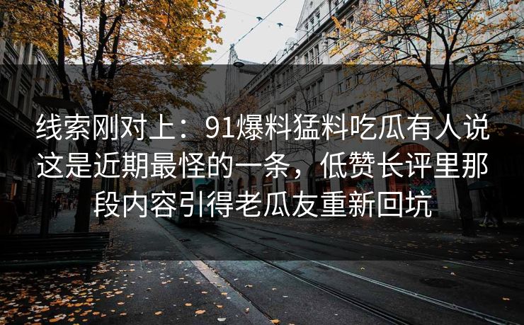线索刚对上：91爆料猛料吃瓜有人说这是近期最怪的一条，低赞长评里那段内容引得老瓜友重新回坑