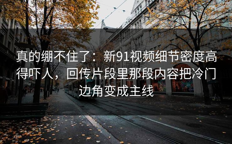真的绷不住了：新91视频细节密度高得吓人，回传片段里那段内容把冷门边角变成主线