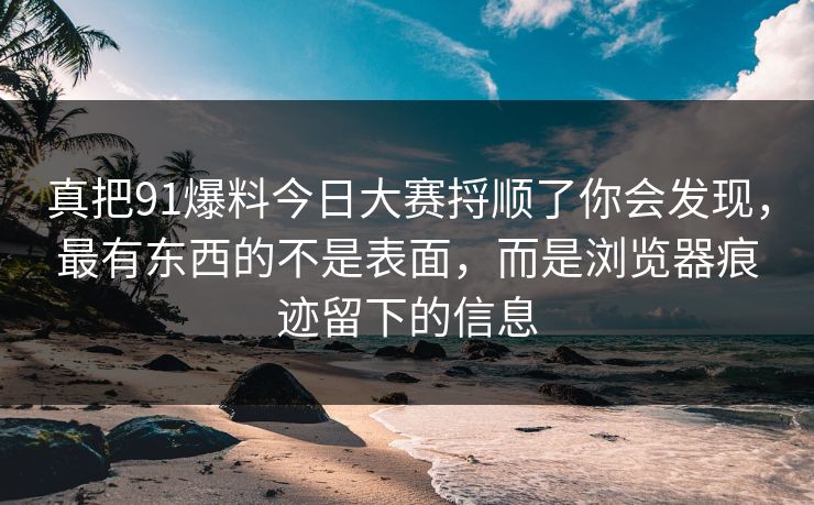 真把91爆料今日大赛捋顺了你会发现，最有东西的不是表面，而是浏览器痕迹留下的信息