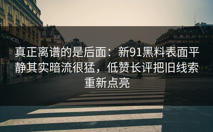 真正离谱的是后面：新91黑料表面平静其实暗流很猛，低赞长评把旧线索重新点亮