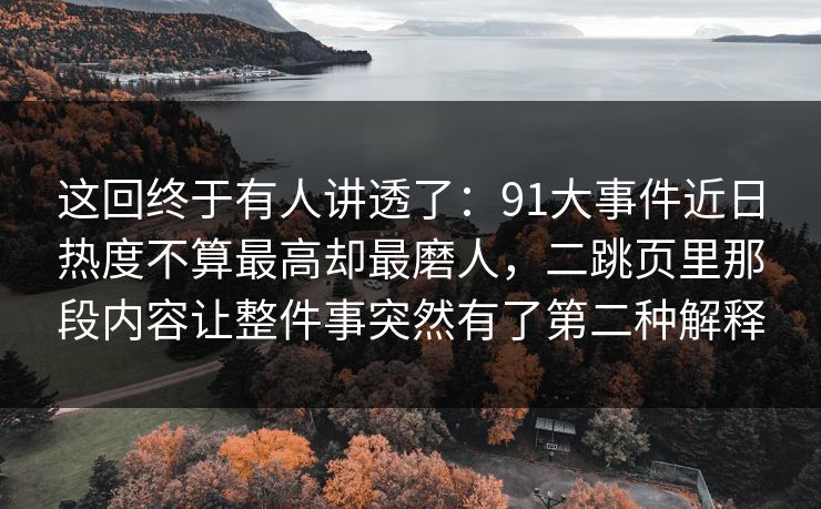 这回终于有人讲透了：91大事件近日热度不算最高却最磨人，二跳页里那段内容让整件事突然有了第二种解释