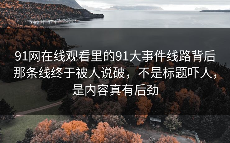 91网在线观看里的91大事件线路背后那条线终于被人说破，不是标题吓人，是内容真有后劲