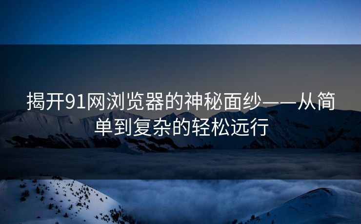 揭开91网浏览器的神秘面纱——从简单到复杂的轻松远行