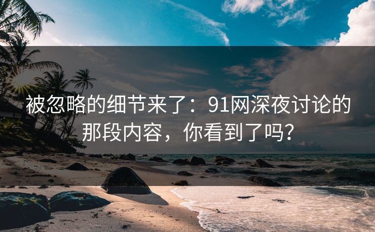 被忽略的细节来了：91网深夜讨论的那段内容，你看到了吗？