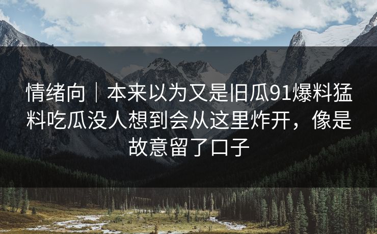 情绪向｜本来以为又是旧瓜91爆料猛料吃瓜没人想到会从这里炸开，像是故意留了口子