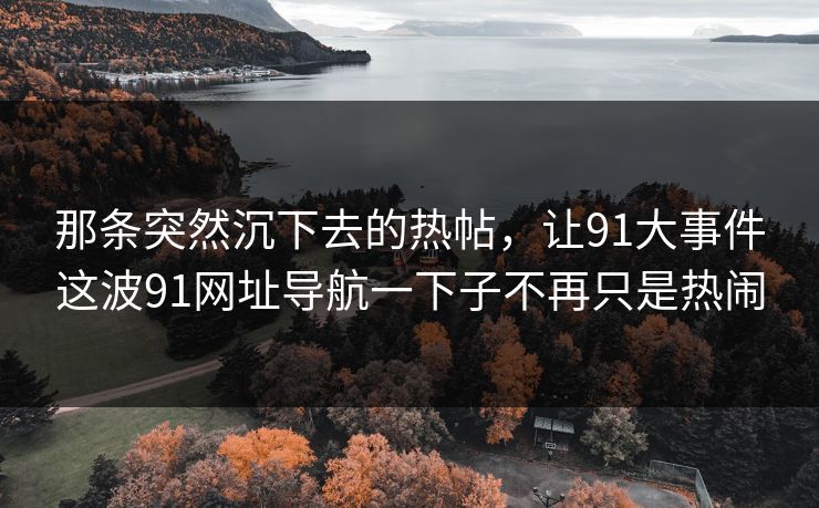 那条突然沉下去的热帖，让91大事件这波91网址导航一下子不再只是热闹
