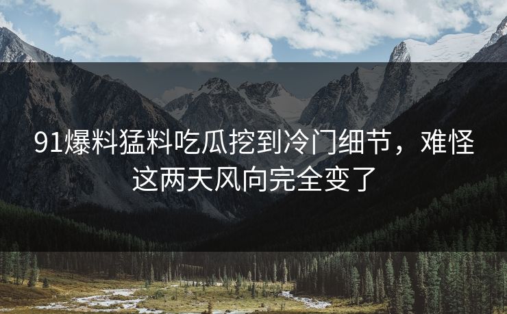 91爆料猛料吃瓜挖到冷门细节，难怪这两天风向完全变了